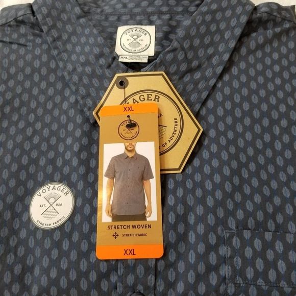 NEW Men's Voyager Printed Shirt Sleeve w/ Pocket - Picture 3 of 7